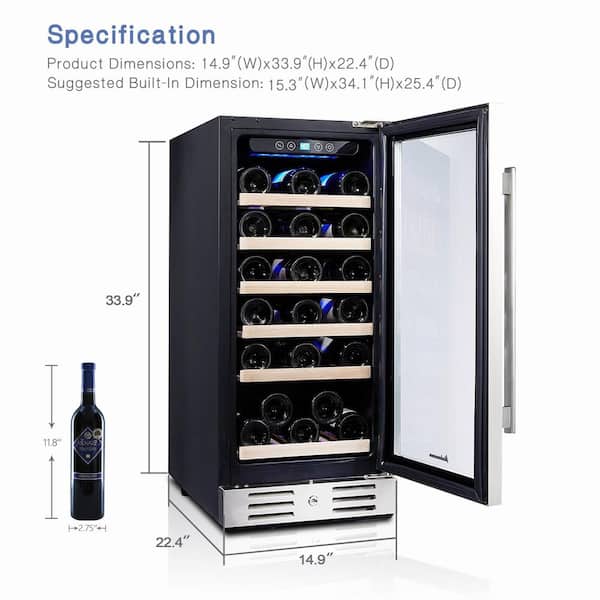 Cellar Cooling Unit has a built-in capacity of 30 bottles and features double toughened glass in black stainless steel
