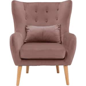 Dusty Rose Pink Faux Velvet Wingback Accent Chair