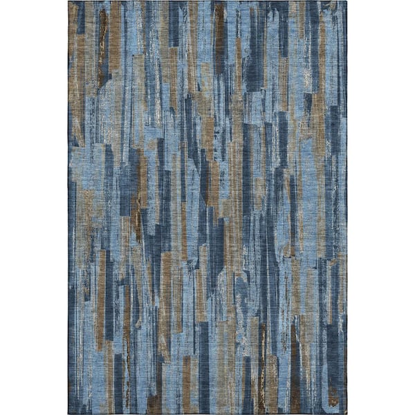 Mayfield Premium Machine Washable Abstract AMF2255 Navy 10 ft. x 14 ft. Area Rug