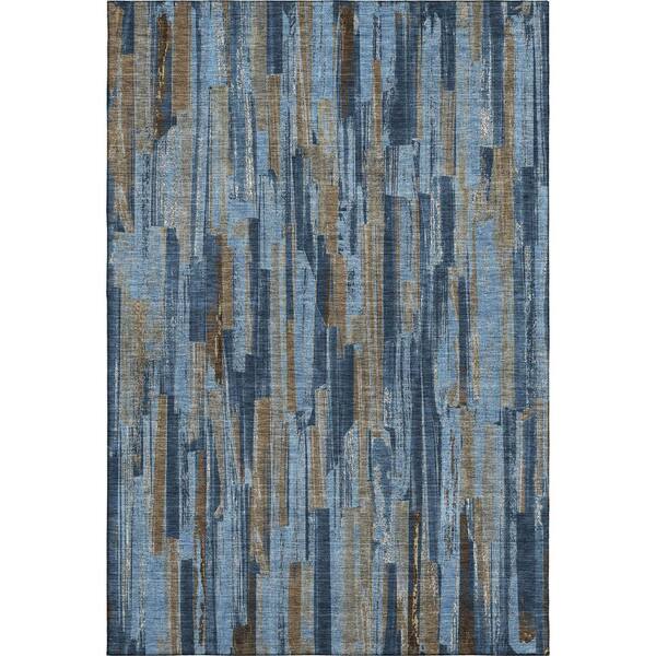Mayfield Premium Machine Washable Abstract AMF2255 Navy 9 ft. x 12 ft. Area Rug