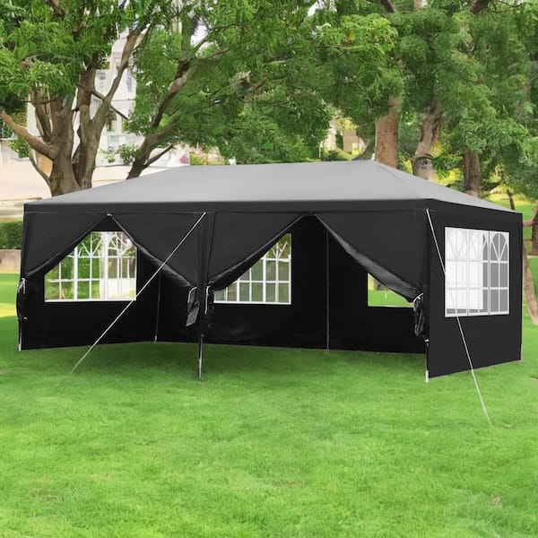 Karl home 10 ft. x 20 ft. Black Party Tent with 6 Removable