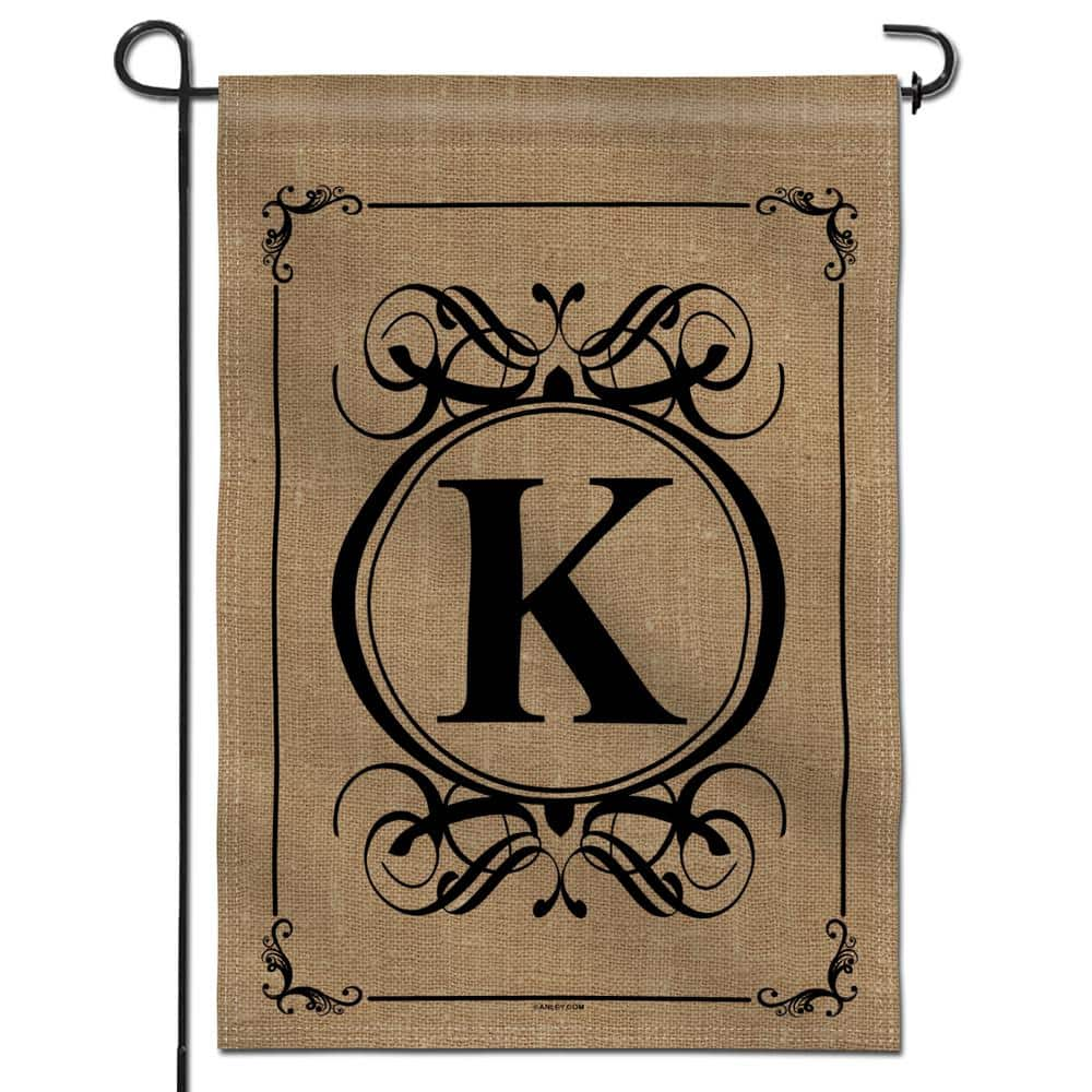 ANLEY 12.5 in. x 18 in. Classic Monogram Letter K Double Sided Garden Flag, Family Last Name Initial Yard Flags