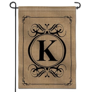 12.5 in. x 18 in. Classic Monogram Letter K Double Sided Garden Flag, Family Last Name Initial Yard Flags