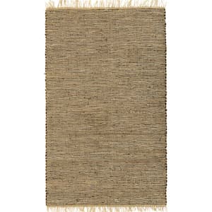 Brown Leather and Hemp 4 ft. x 6 ft. Area Rug