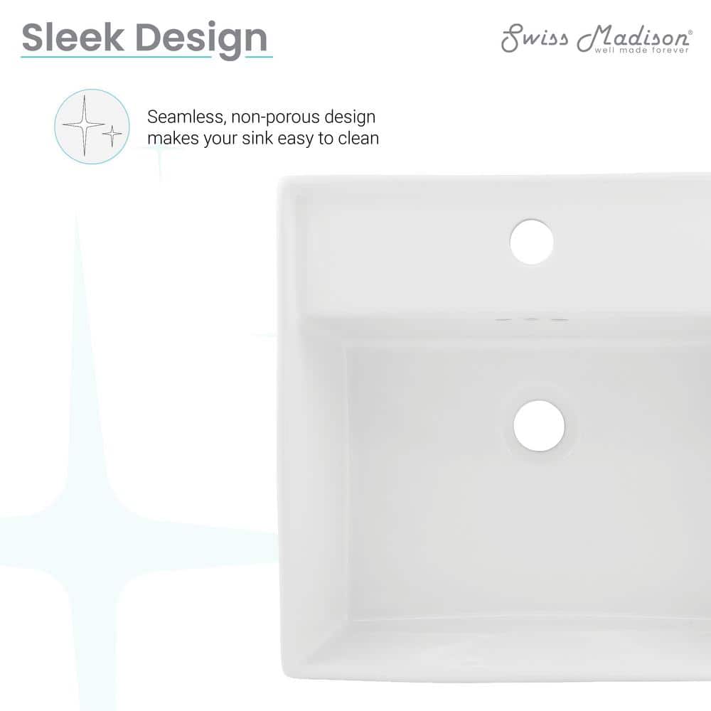 Pur 16.5" Glossy White Ceramic Wall-Mount Vessel Sink