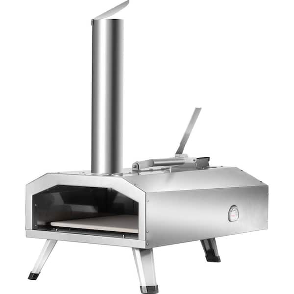 VEVOR Dual Fuel Pizza Oven 12 in. Propane and Wood Powered Outdoor Pizza Oven Foldable for Camping in Stainless Steel
