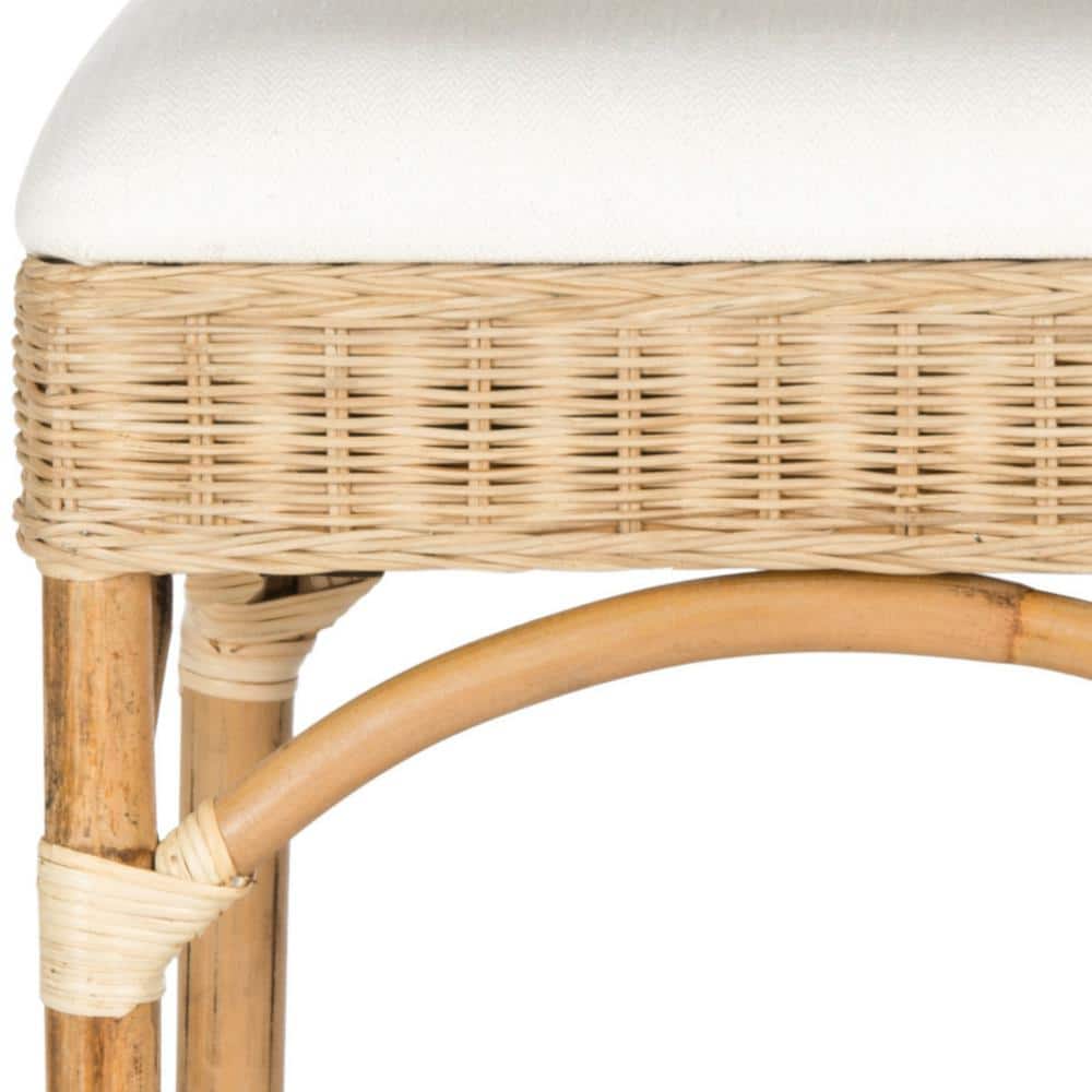 Natural Rattan and Bamboo Boho Bar Stool with Cushion