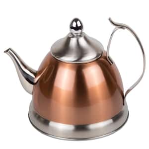 Nobili-Tea 4-Cup Copper Stainless Steel Tea Kettle with Stainless Steel Infuser Basket