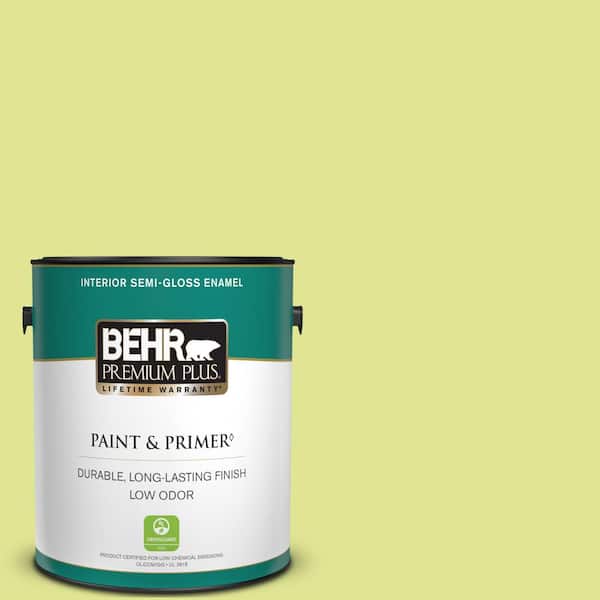 BEHR PREMIUM PLUS 1 gal. #410A-3 Honeydew Semi-Gloss Enamel Low Odor Interior Paint & Primer