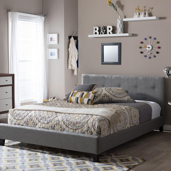 Baxton Studio Annette Gray Queen Upholstered Bed