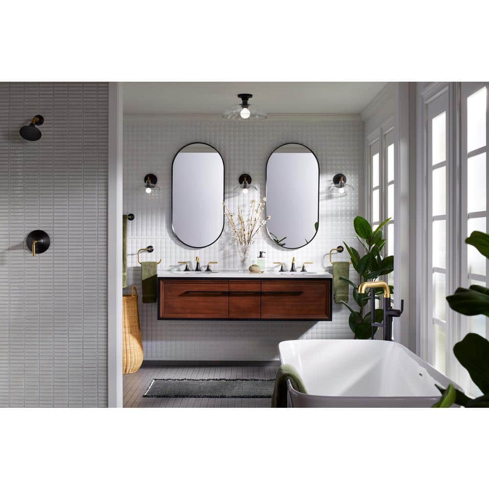Tone Midcentury Modern Brushed Moderne Brass Sconce with Clear Glass