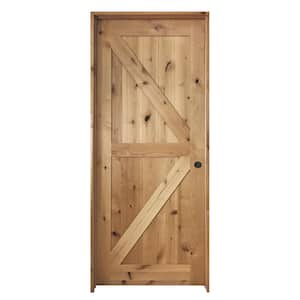 24 in. x 80 in. K Frame Unfinished Barn Door Style Knotty Alder Single Prehung Interior Door