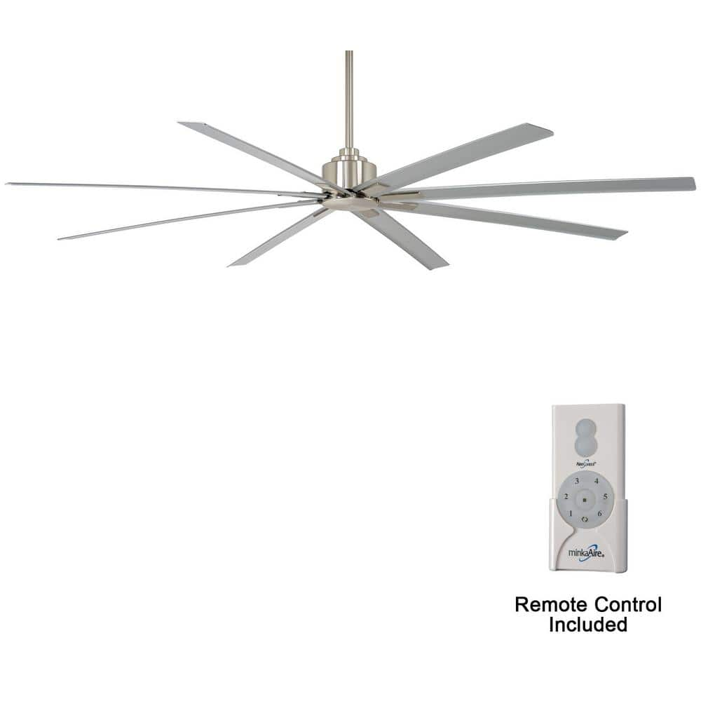 MINKA-AIRE Xtreme H2O 84 in. Indoor/Outdoor Brushed Nickel Wet Ceiling Fan  with Remote Control F896-84-BNW - The Home Depot