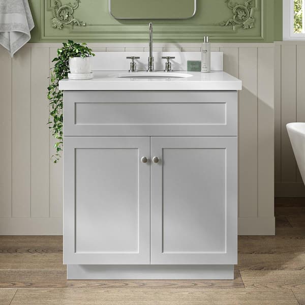 ARIEL Hamlet 31 in. W x 22 in. D x 36 in. H Bath Vanity in Grey with ...