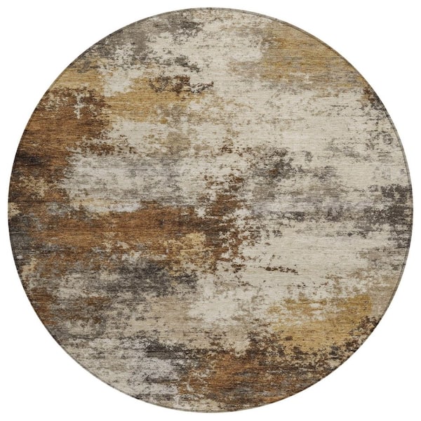 Chantille Machine Washable Indoor/Outdoor Abstract ACN2064 Brown 8 ft. x 8 ft. Area Rug