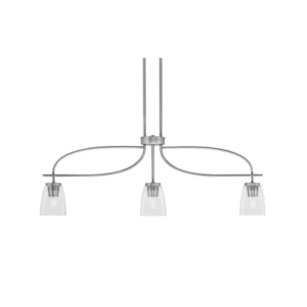 Unbranded Olympia 13 in. 3-Light Chandelier Graphite Clear Bubble Glass Shade