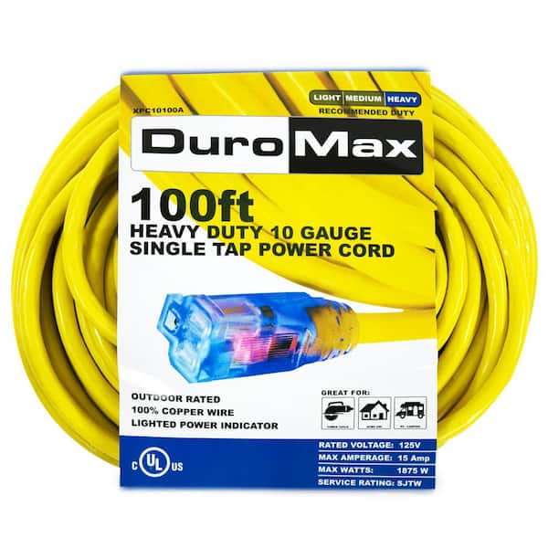 DUROMAX 100 ft. 10 Gauge Portable Generator Single Tap Extension Power Cord