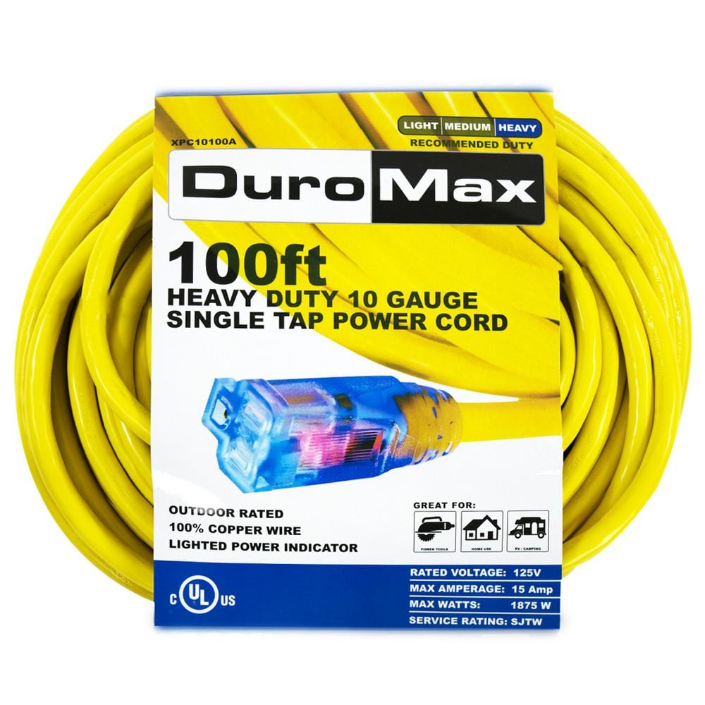 DUROMAX 100 ft. 10 Gauge Portable Generator Single Tap Extension Power