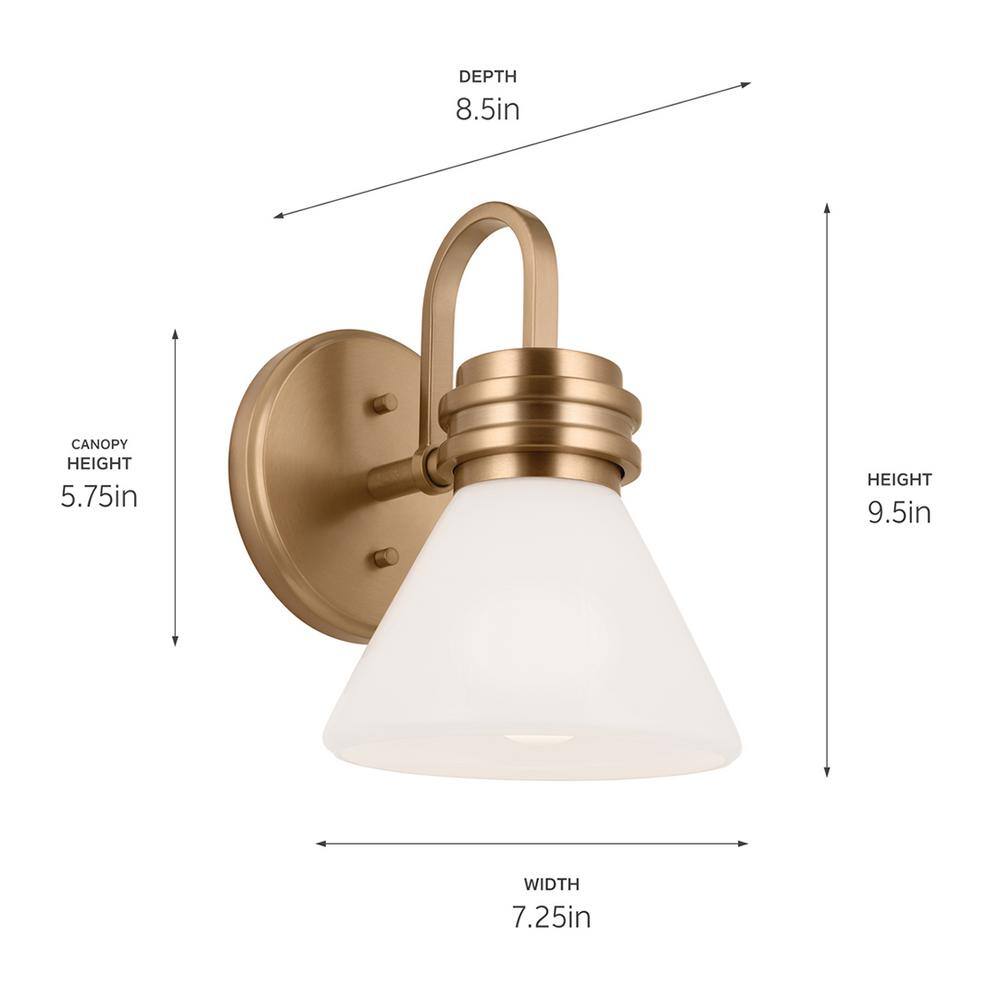 Champagne Bronze Direct Wired Electric Wall Sconce with Opal Glass Shade