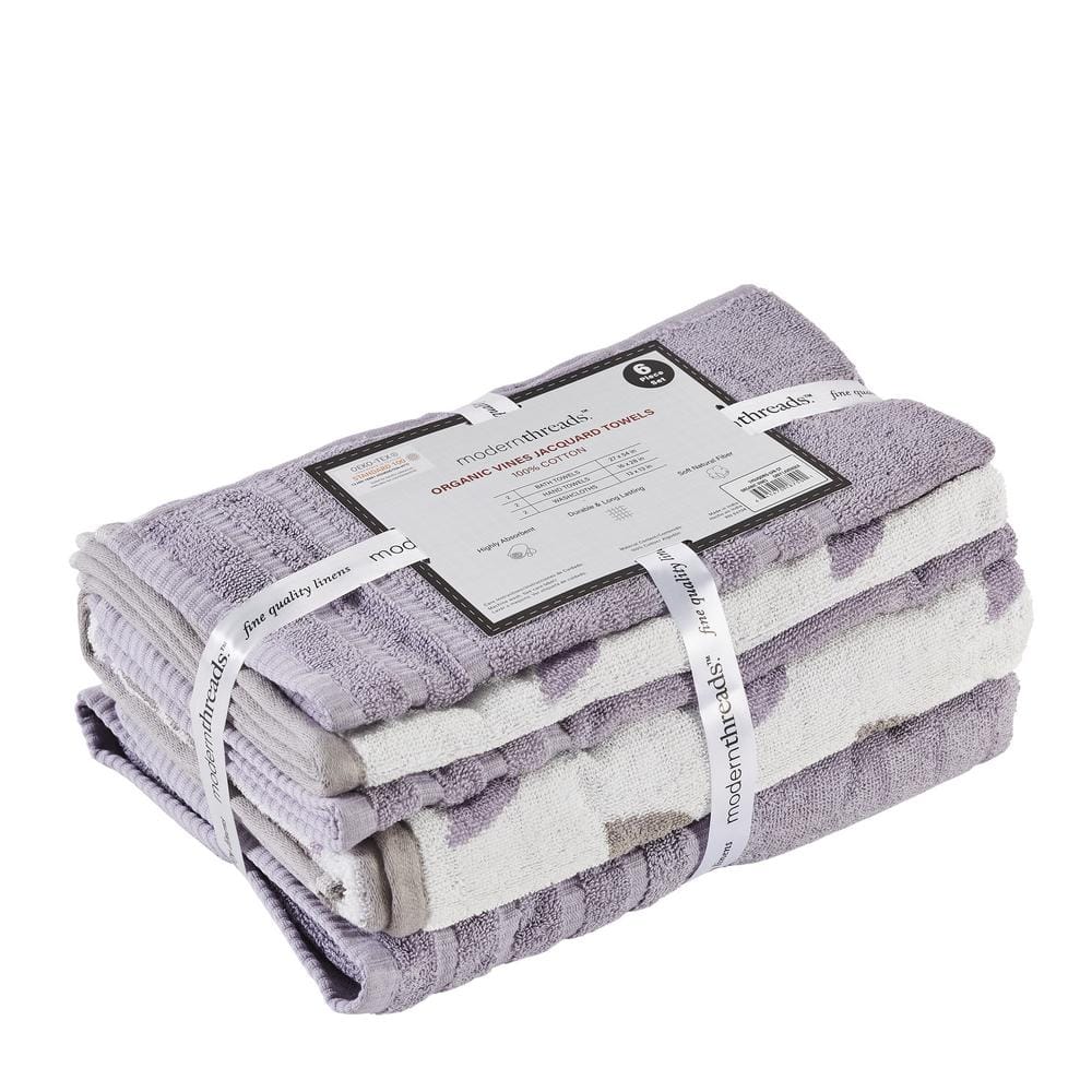 Organic Cotton Grey Lavender 6-Piece Towel Set