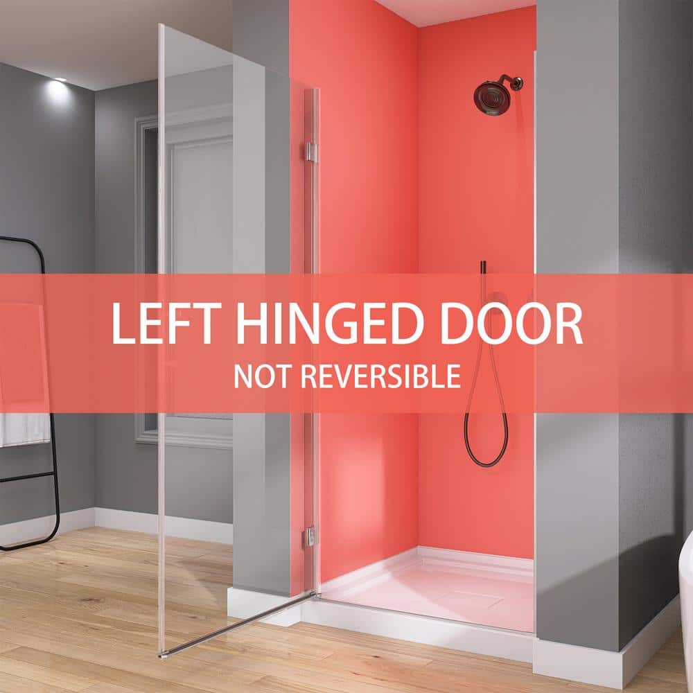 Matte Black 33'' Frameless Pivot Shower Door with Clear Glass