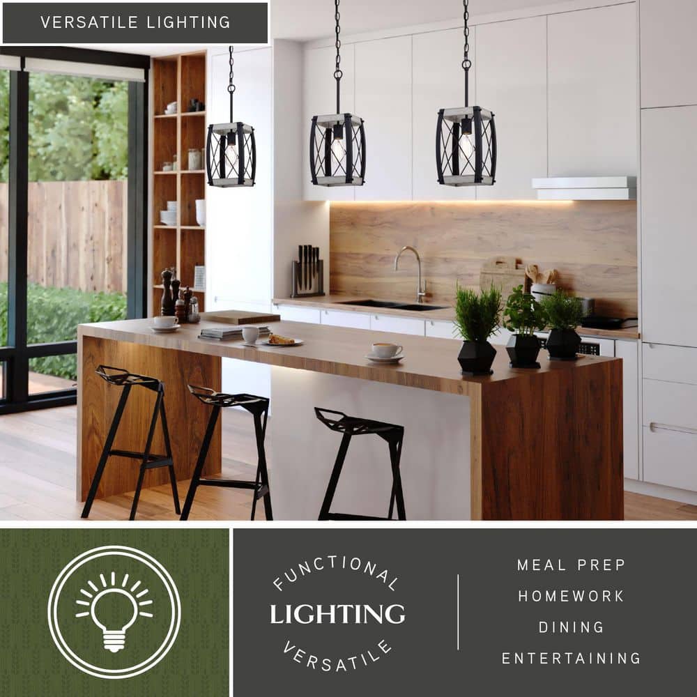 Textured Black and White Ash Farmhouse Mini Pendant Light
