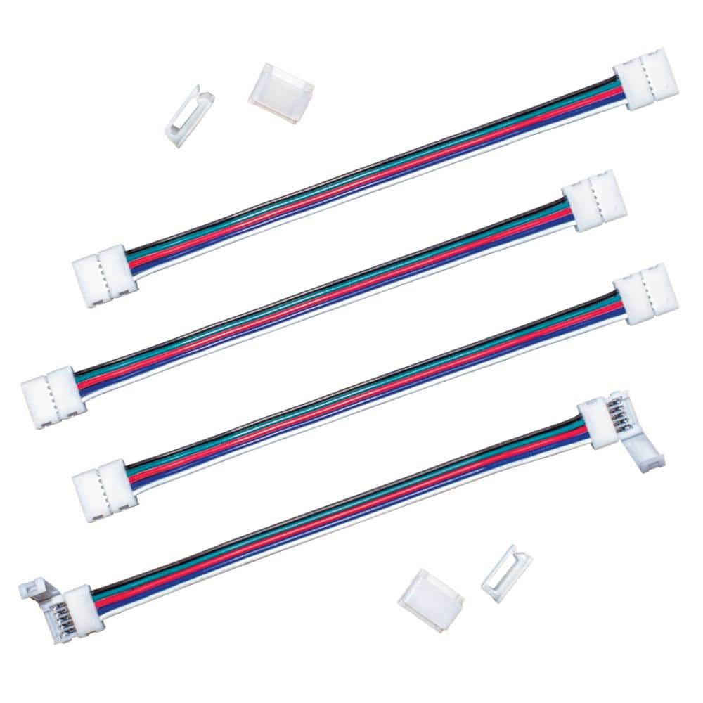 ørn discolor Resonate Commercial Electric 6 in. Connector Cord LED Strip Light Connector Pack (RGB+W)  (4 in. x 6 in. Snap Connectors, 4 Wire Mounting Clips) 760011 - The Home  Depot