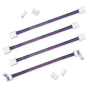 6 in. Connector Cord LED Strip Light Connector Pack (RGB+W) (4 in. x 6 in. Snap Connectors, 4 Wire Mounting Clips)