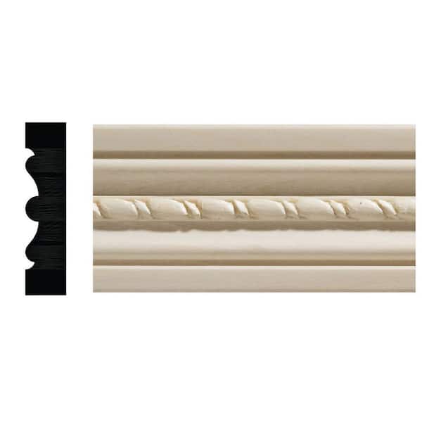 1124-7 1/2 in. x 2-1/8 in. x 84 in. White Hardwood Embossed Rope Casing Moulding