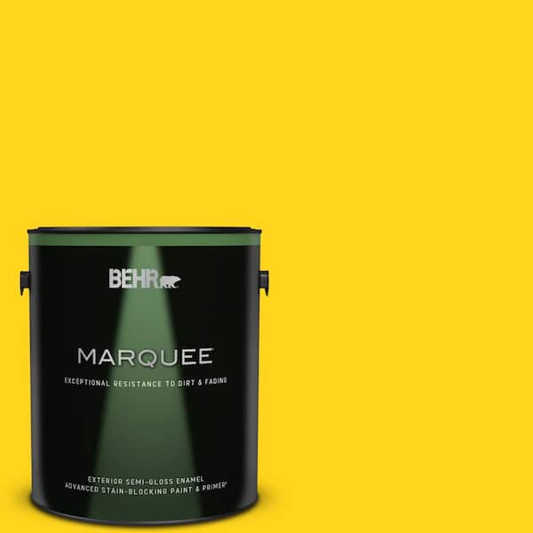 BEHR MARQUEE 1 gal. #S-G-390 Lemon Zest Semi-Gloss Enamel Exterior Paint & Primer
