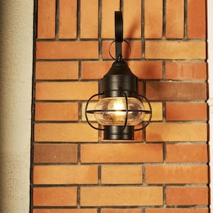 1-Light Matte Black Indoor Outdoor Wall Lantern Sconce (2-Pack)