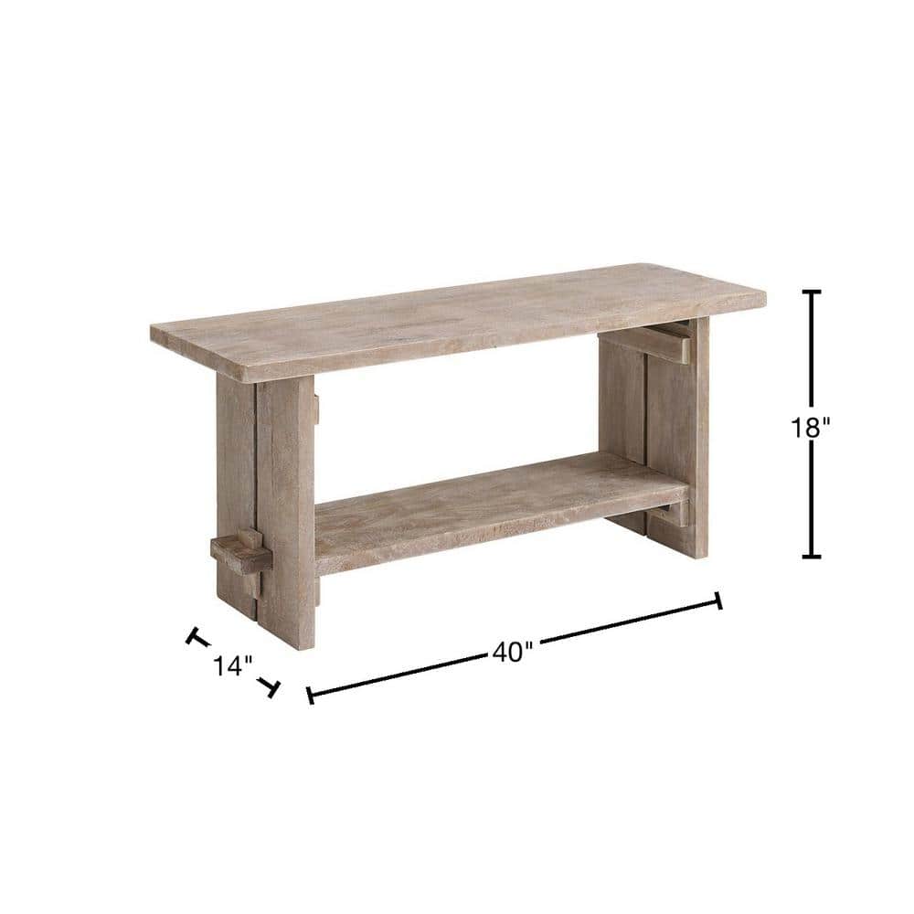 40" Driftwood Mango Wood Storage Bench