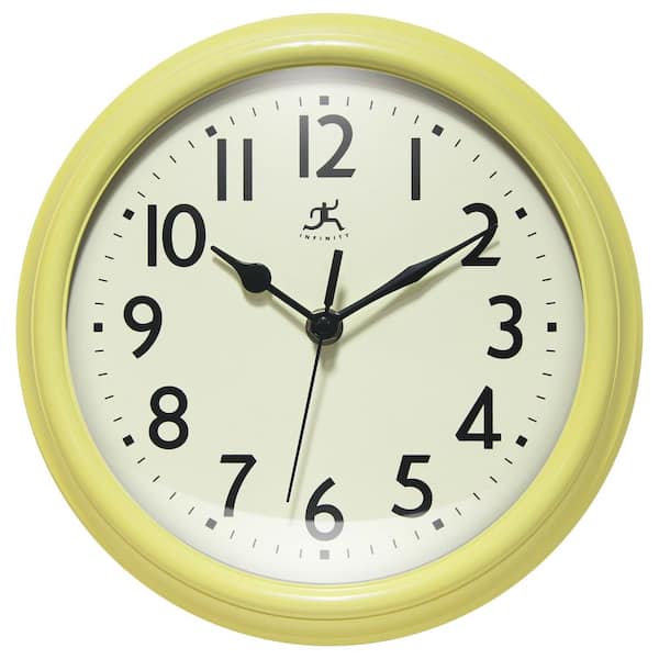 Infinity Instruments Nostalgic 9.5" Plastic Clock - Yellow