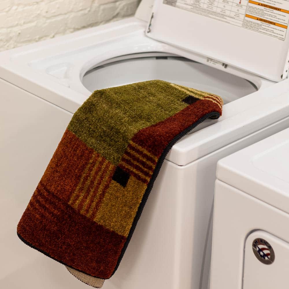 Mayan Sunset Red and Brown Striped Rectangular Rug