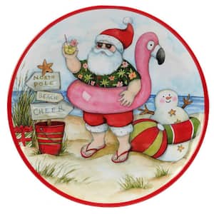 Santa's Wish 18 in. Assorted Colors Melamine Round Platter (Set of 2)