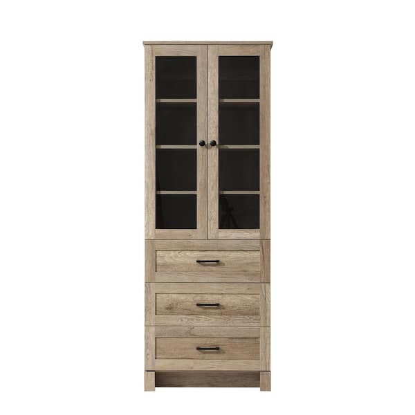 24 in. W x 18 in. D x 65 in. H Beige Freestanding Linen Cabinet
