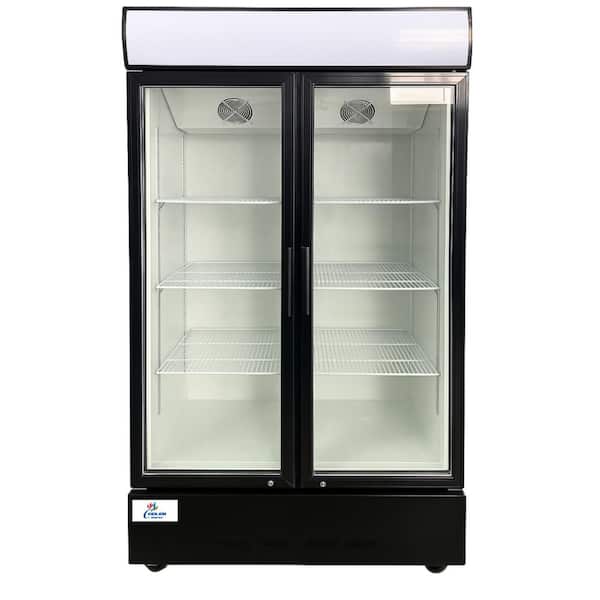 39 in. W 22 cu. ft. NSF 2-Glass Door Commercial Refrigerator Merchandiser Cooler in Black