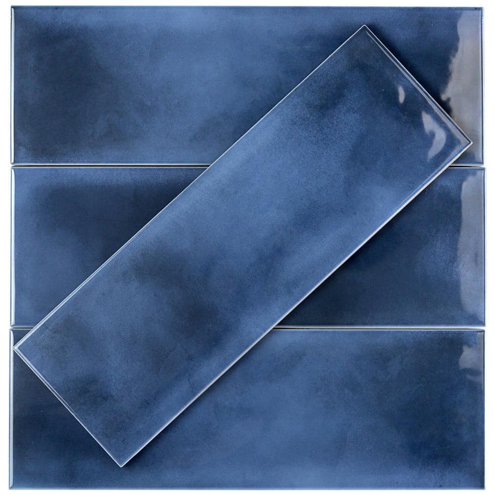 Turbine Camp 4" x 12" Blue Glossy Ceramic Subway Tile