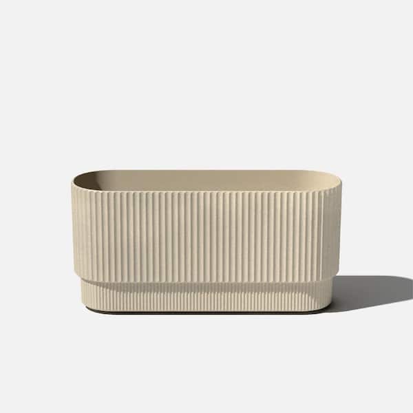 Veradek Demi Extra Large Sand Plastic Rectangular Long Planter with Drainage Holes (10 in. L x 30 in. W x 14.25 in. H)