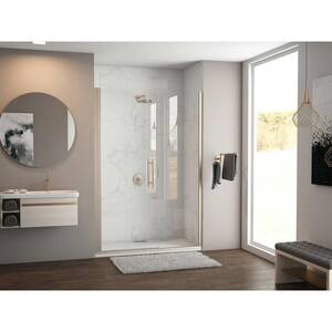 Illusion 58 in. to 59.25 in. x 70 in. Semi-Frameless Shower Door with Inline Panel in Brushed Nickel and Clear Glass