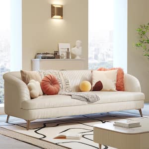 88.6 in. Width Slope Arm Velvet Straight Sofa in Beige