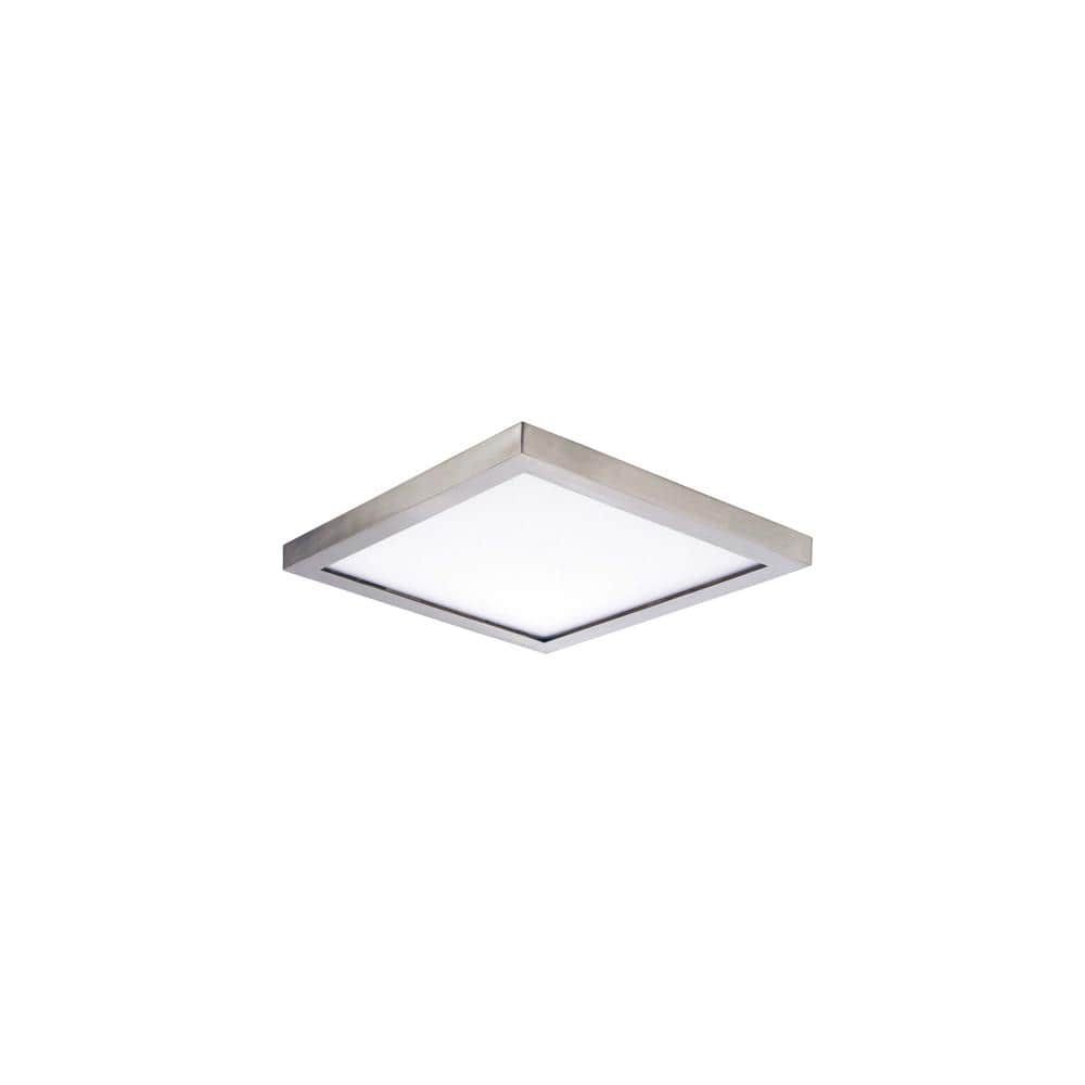 Sleek Satin Nickel 4.5" Square LED Flush Mount for Indoor/Outdoor
