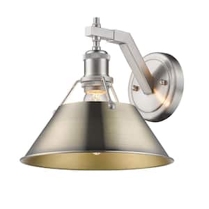 Orwell 10 in. 1-Light Pewter and Aged Brass Wall Sconce