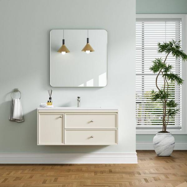 Eoviamne 36 in. W x 36 in. H Square Aluminum Framed Wall Bathroom