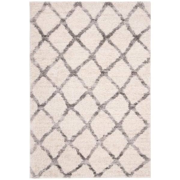 SAFAVIEH Berber Shag Cream/Gray 5 ft. x 7 ft. Geometric Area Rug