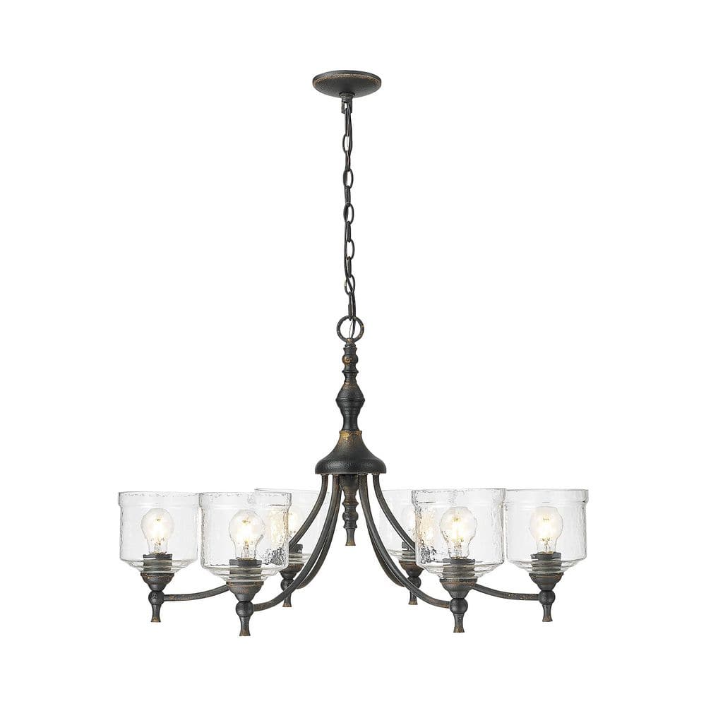 Keating 6 Light Antique Black Iron Chandelier for Dining, Foyer, Hall, Kitchen, Living with No Bulbs Included price history on PriceWatchPro