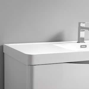 Tuscany 40 in. Modern Wall Hung Bath Vanity in Glossy White w/ Vanity Top in White w/ White Basin and Medicine Cabinet