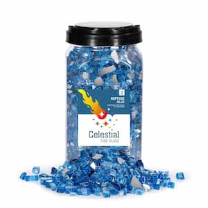 1/2 in. 10 lbs. Neptune Blue Reflective Tempered Fire Glass in Jar