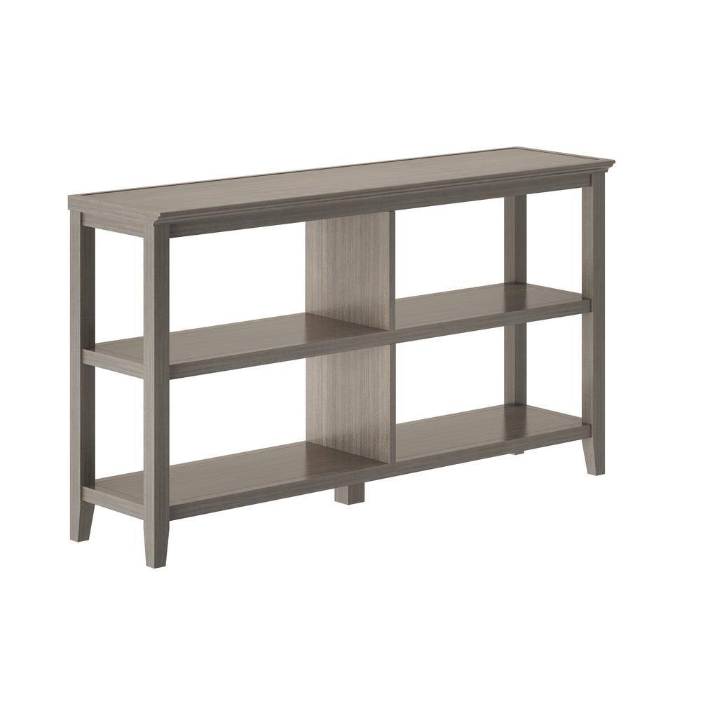 NewRidge 2-Tier Washed Gray Wooden Low Bookcase for Kids