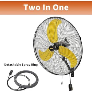 30 in. 3-Speed Oscillating High Velocity Indoor/Outdoor Wall Mount Fan in Yellow with IP44 Enclosure Motor, GFCI Plug